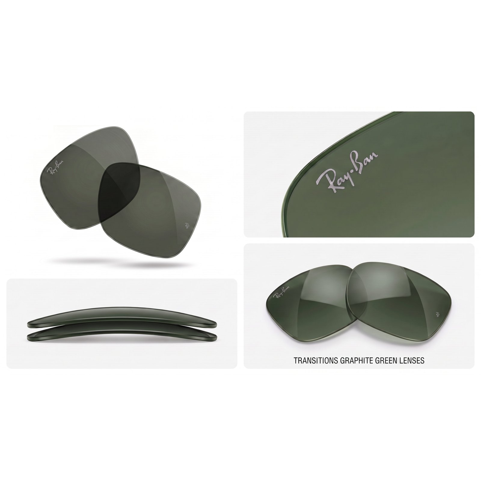 Змінні лінзи Ray-Ban Meta Wayfarer RW4006, RW4012 Transitions Graphite Green, 50мм фотохромні сіро-зелені, Оригінал OEM 3 Змінні лінзи Ray-Ban Meta Wayfarer RW4006, RW4012 Transitions Graphite Green, 50мм фотохромні сіро-зелені, Оригінал OEM - Зображення 3