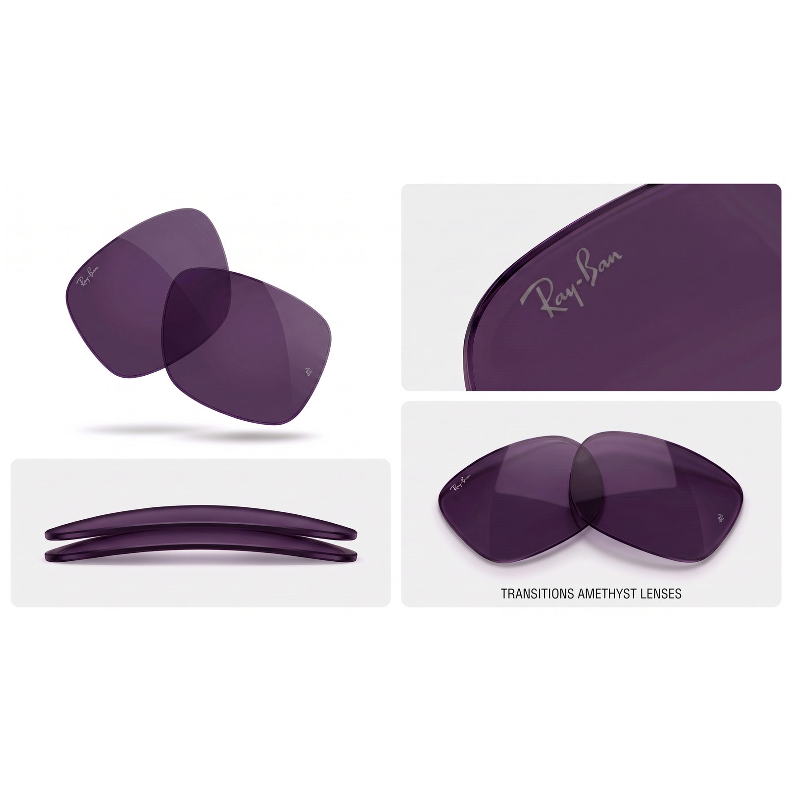 Змінні лінзи Ray-Ban Meta Wayfarer RW4006, RW4012 Transitions Amethyst, 50мм фотохромні фіолетові, Оригінал OEM 3 Змінні лінзи Ray-Ban Meta Wayfarer RW4006, RW4012 Transitions Amethyst, 50мм фотохромні фіолетові, Оригінал OEM - Зображення 3